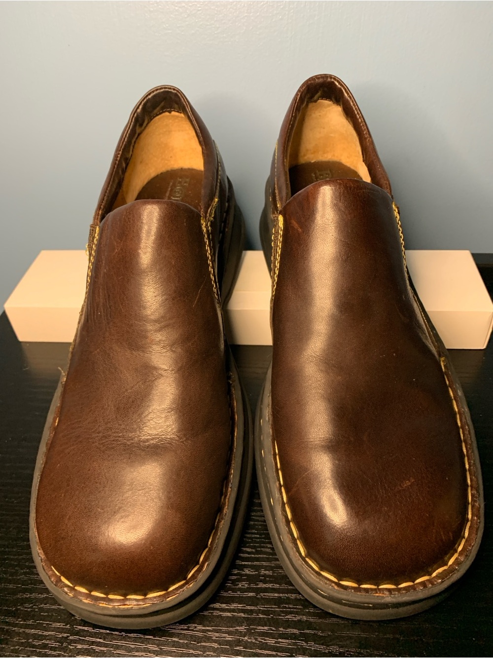 Born Men's Dark Brown Leather Slip-On Loafers